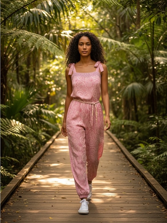 Alicia Bell Pants - Alicia Bell Pink Patterned Women's Romper
